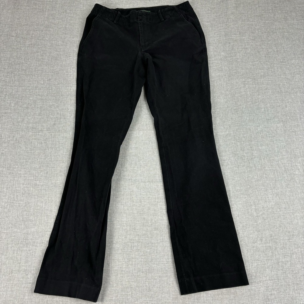 Lauren Ralph Lauren Pants Womens 4 Black‎ Chino Twill Flat Front Stretch Pockets